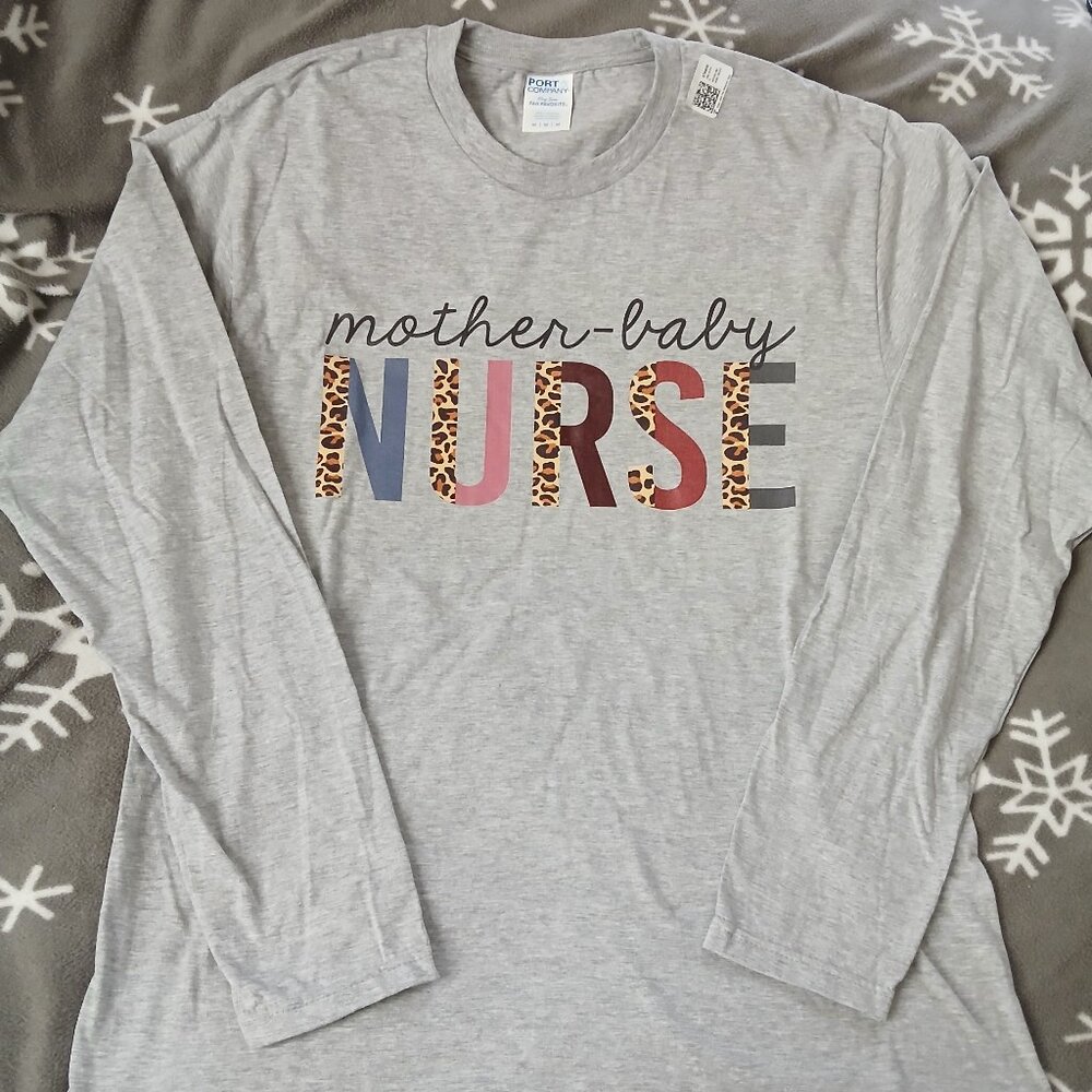 Mother-Baby Nurse Cheetah Print Long Sleeve Shirt